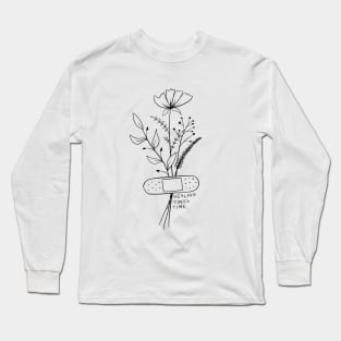 Healing Takes Time | Minimalist Floral Quote Long Sleeve T-Shirt